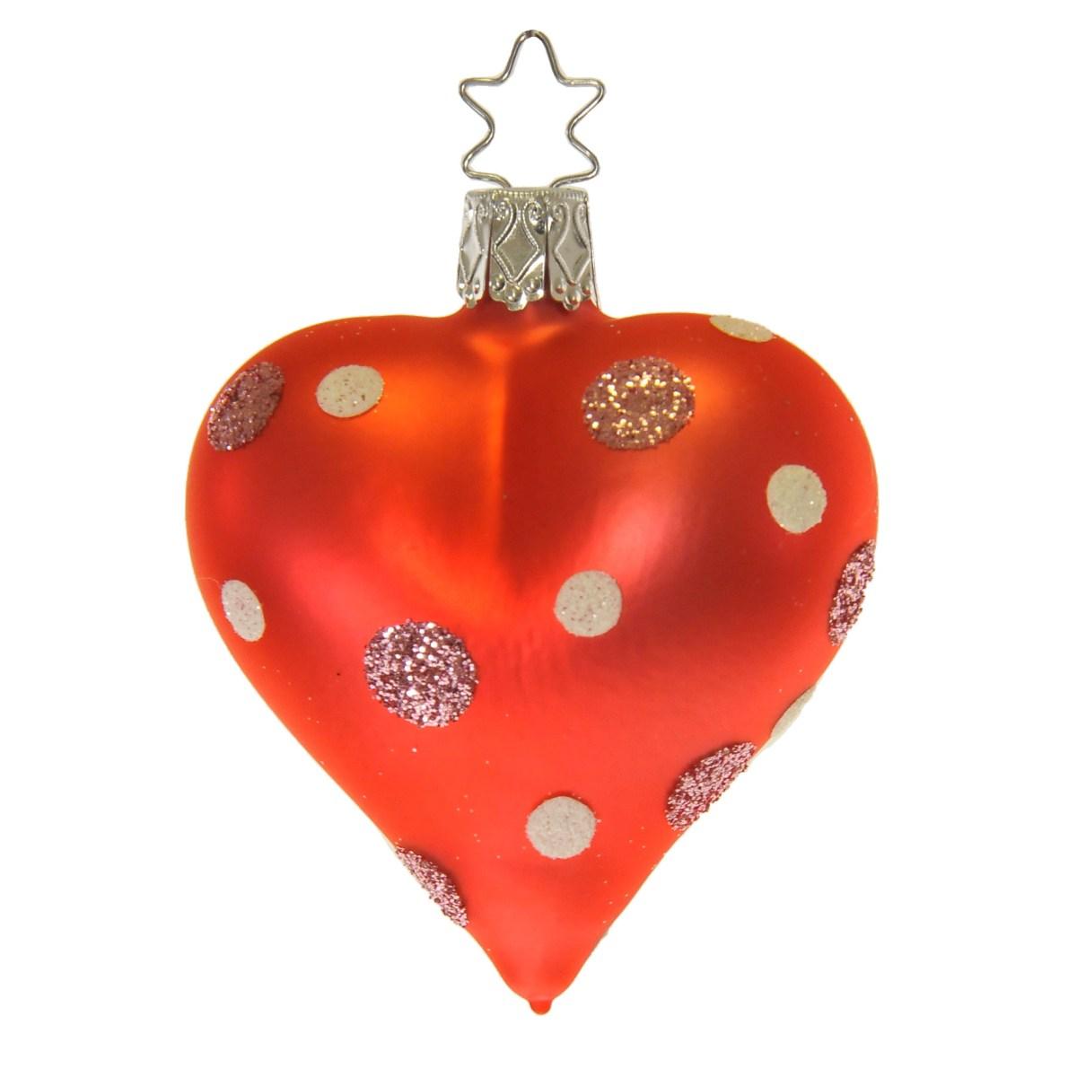 Pallina Natale Vetro Collezione cm.8 Cuore Rosa Pois |Inge's Glass