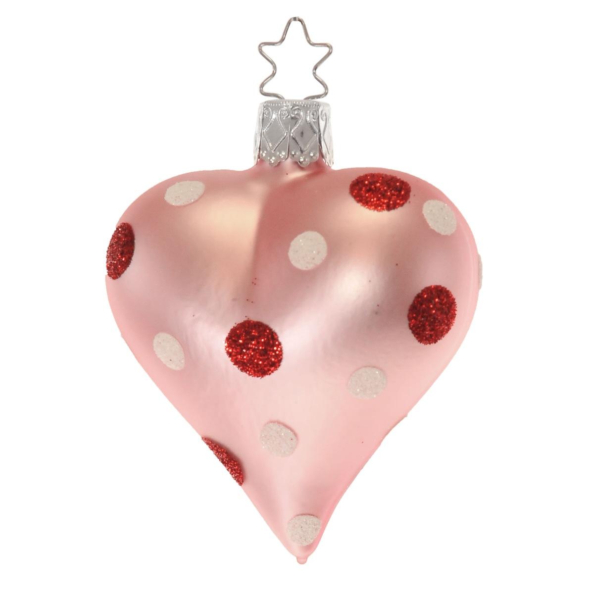 Pallina Natale Vetro Collezione cm.8 Rosa a Pois |Inge's Glass