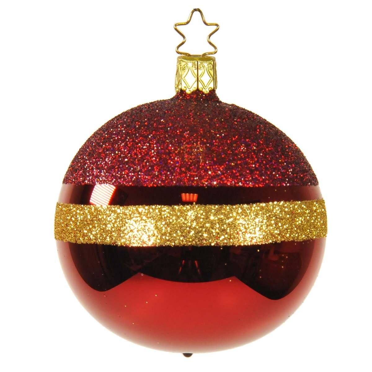 Pallina Natale Vetro Collezione cm.8 Rossa Oro |Inge's Glass