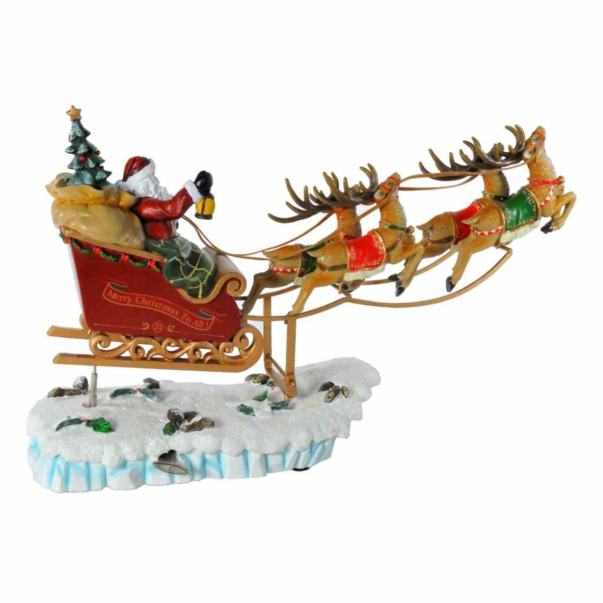 Slitta Lamart Babbo con Renne Carrillon cm.36x12x26 |Lamart