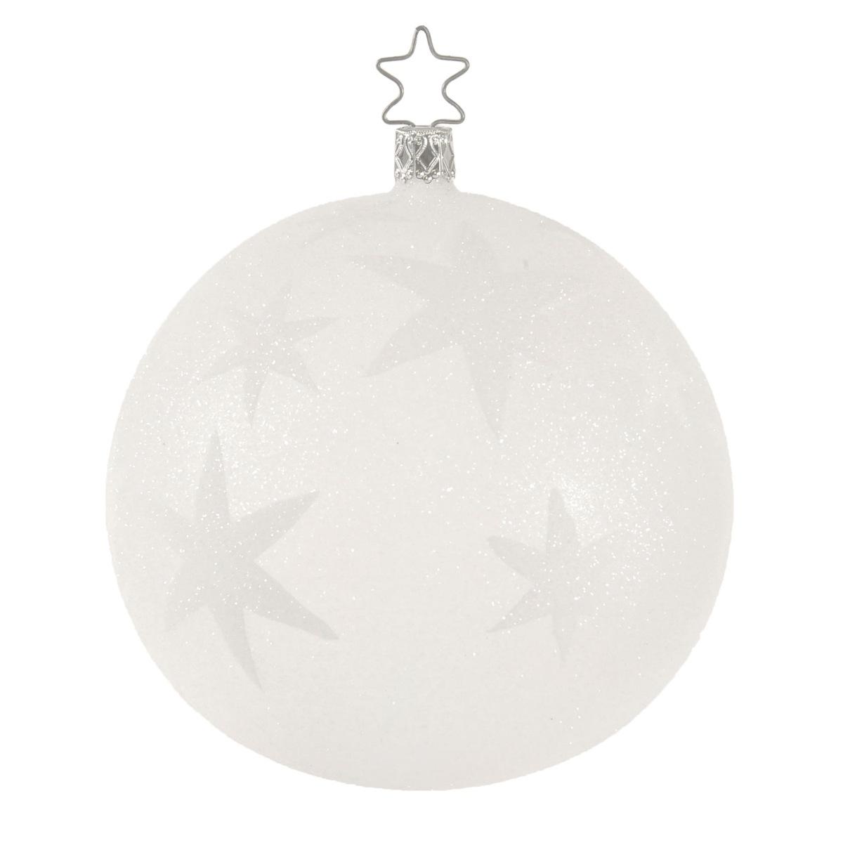 Pallina Natale Vetro Collezione cm.12 Bianca con Stelle |Inge's Glass