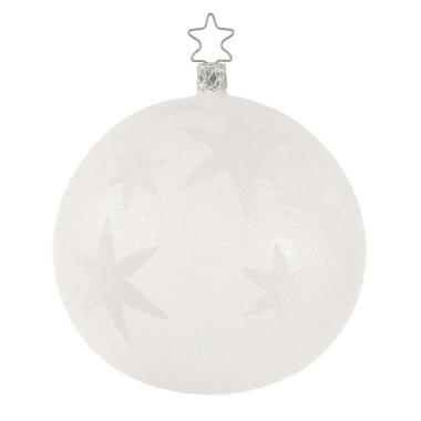 Pallina Natale Vetro Collezione cm.12 Bianca con Stelle |Inge's Glass