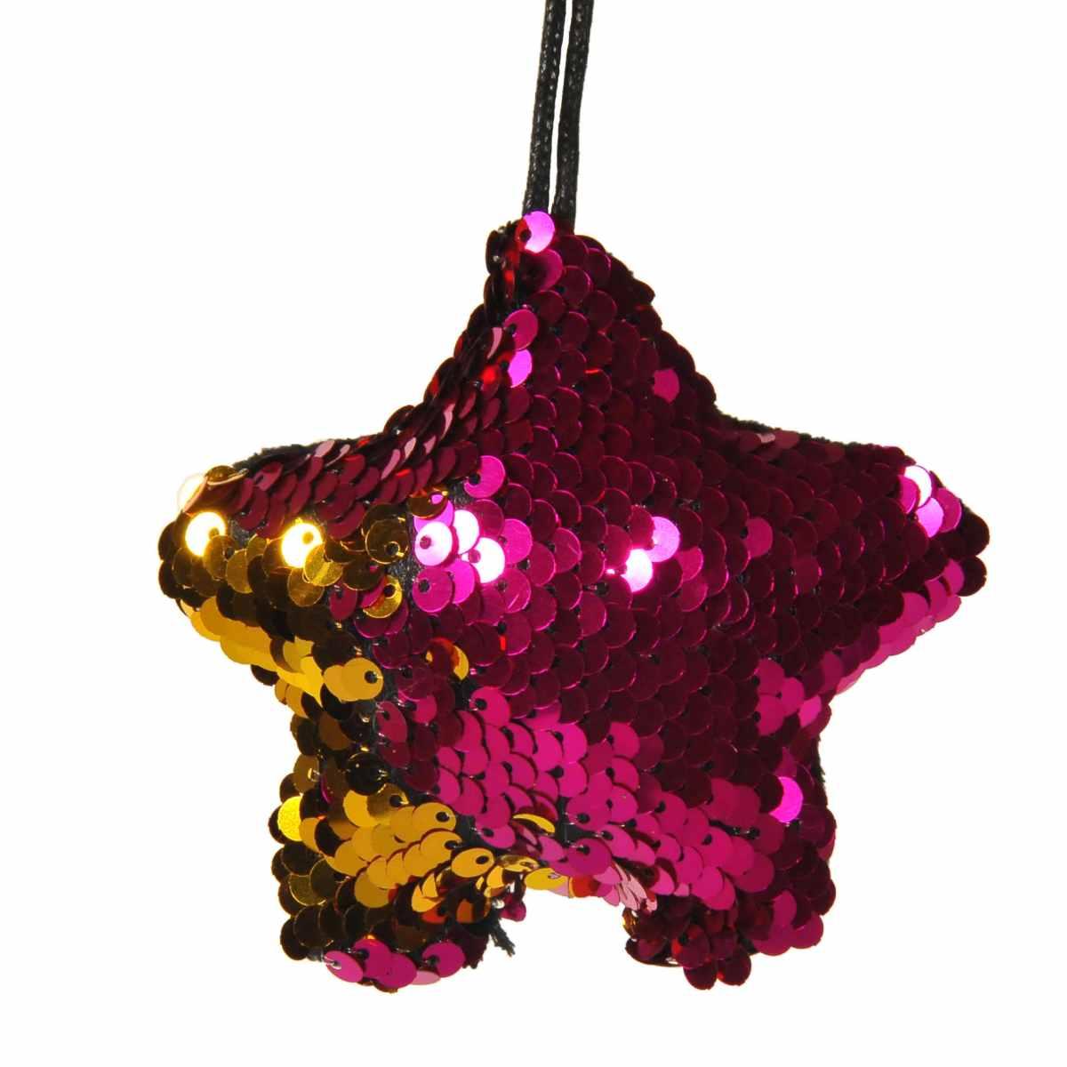 Decorazione Natalizia Stella Fucsia con Paillettes cm.9 |Inge's Glass