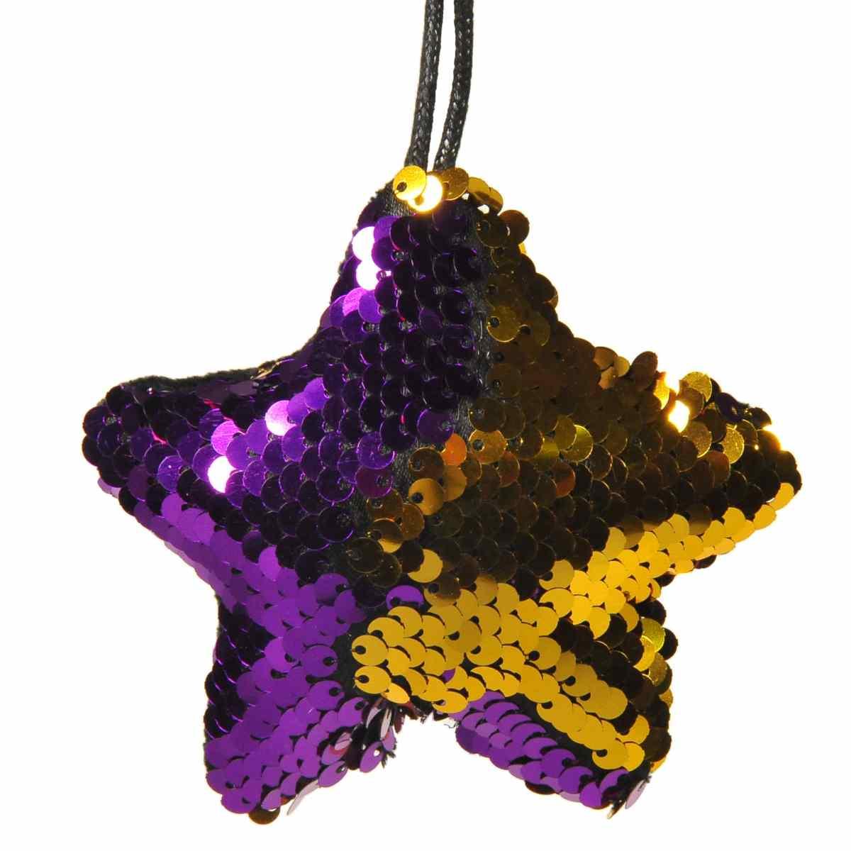 Decorazione Natalizia Stella Viola con Paillettes cm.9 |Inge's Glass