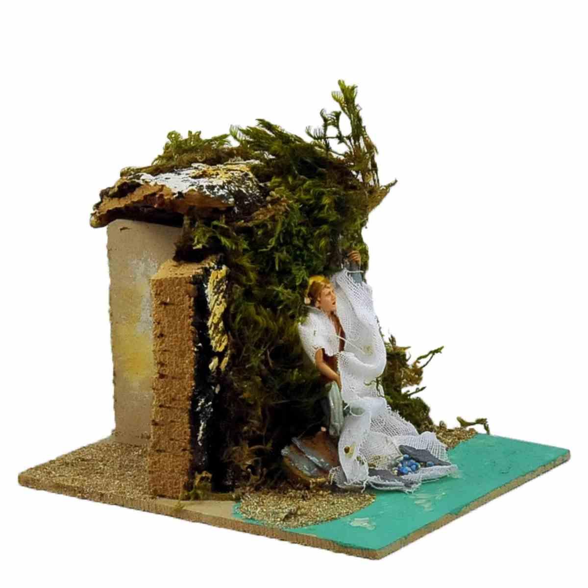 Statua cm.10 Pescatore con Reti e con Movimento | Moranduzzo