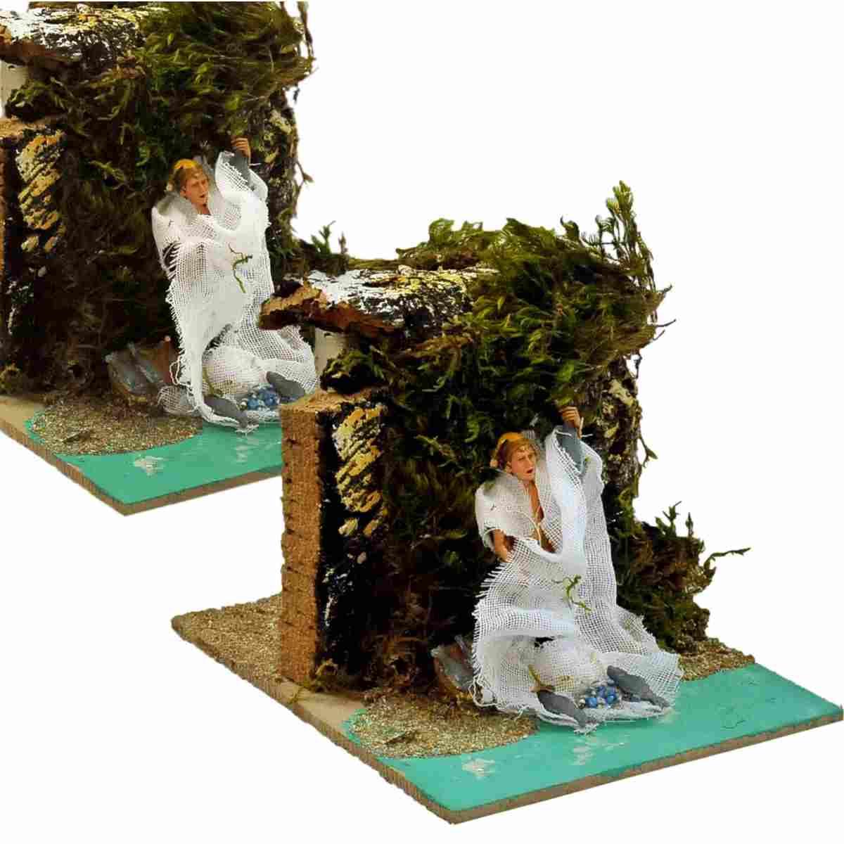 Statua cm.10 Pescatore con Reti e con Movimento | Moranduzzo