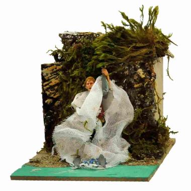 Statua cm.10 Pescatore con Reti e con Movimento | Moranduzzo