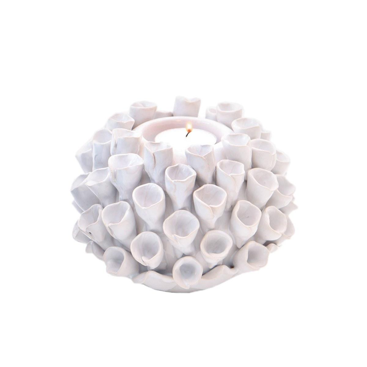 Portacandela Fiore Mare Bianca cm.14x11 |Innova