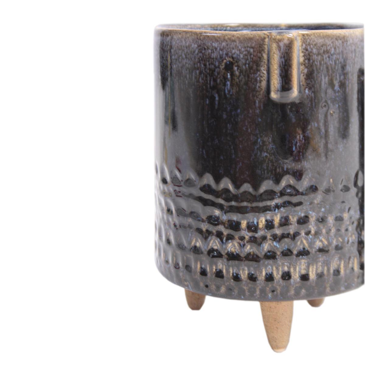 Vaso Ceramica Ciano con Piedini cm.14x21 | Innova