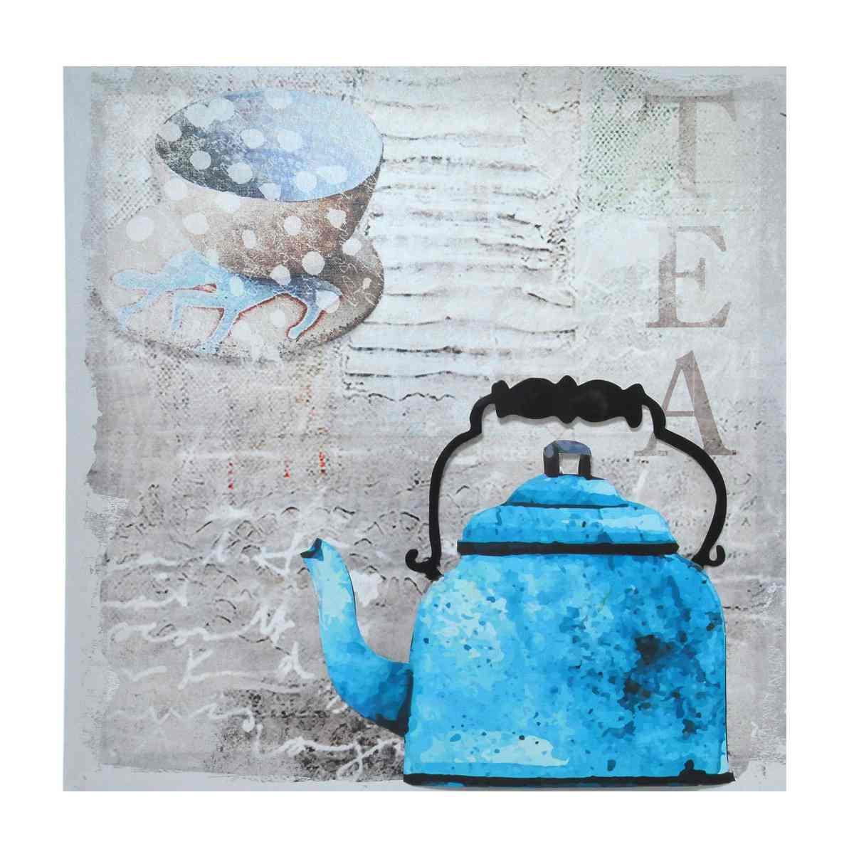 Quadro Tela Teiera Blu Metallo cm.40x40 | Montemaggi