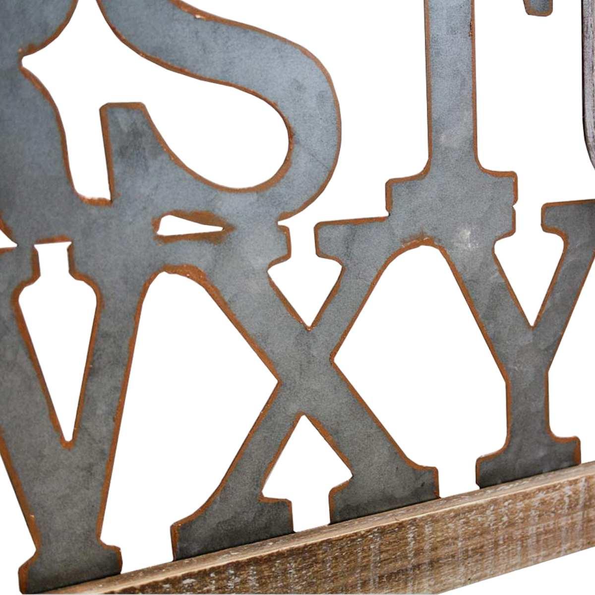 Quadro Pannello Metallo Legno con Scritte cm.62 | Innova