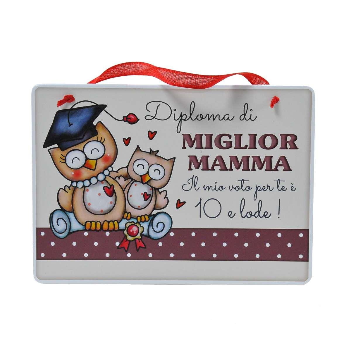 Targa Legno Dedica Mamma cm.17x12x0,4 | M2 Store