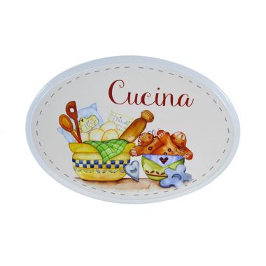 Fuoriporta Targa Legno Ovale Cucina cm.20x14 |Angolo Idee