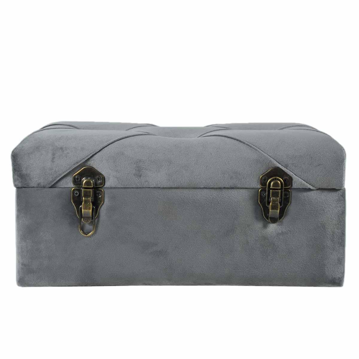 Baule Legno Velluto Grigio cm.40x22x18 | Silani