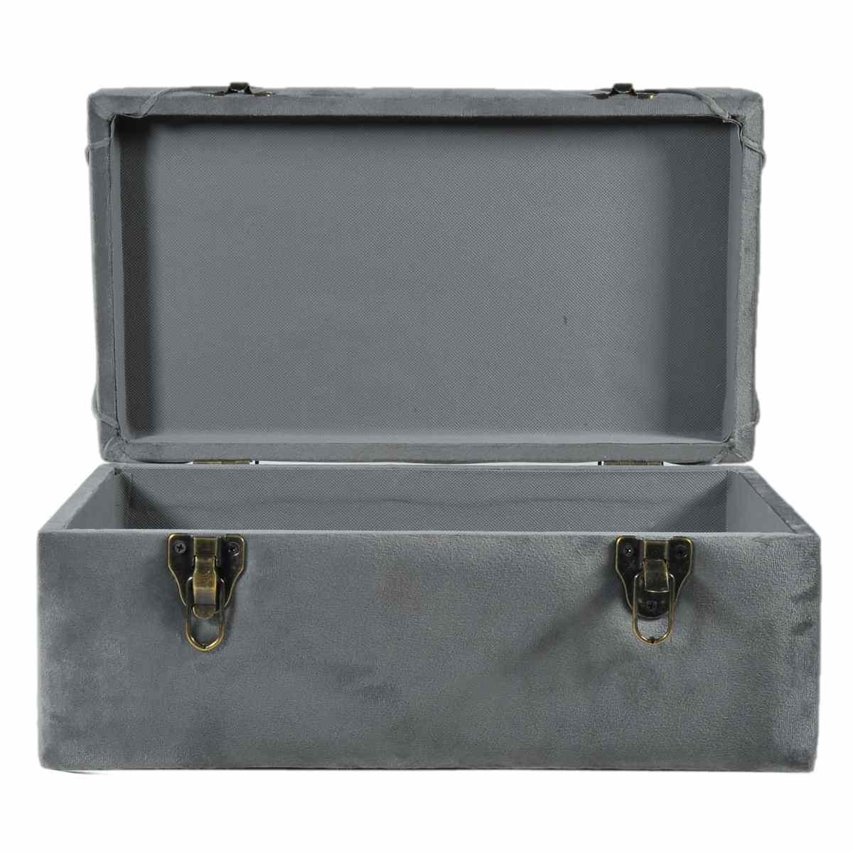 Baule Legno Velluto Grigio cm.40x22x18 | Silani