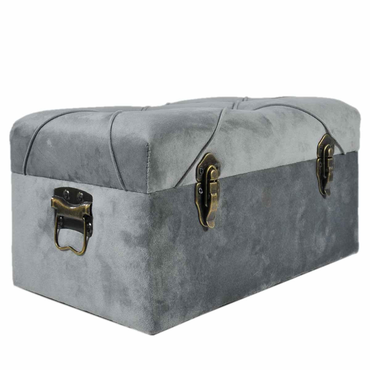 Baule Legno Velluto Grigio cm.40x22x18 | Silani