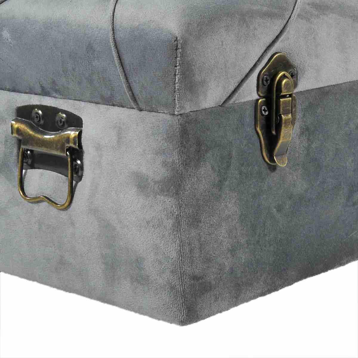 Baule Legno Velluto Grigio cm.40x22x18 | Silani