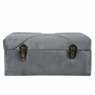 Baule Legno Velluto Grigio cm.40x22x18 | Silani