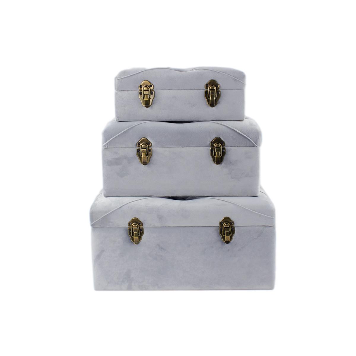 Baule Legno Velluto Grigio cm.32x17x11 | Silani