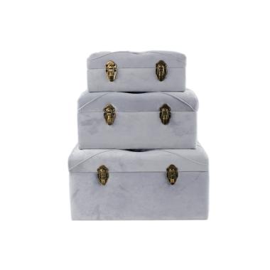 Baule Legno Velluto Grigio cm.32x17x11 | Silani