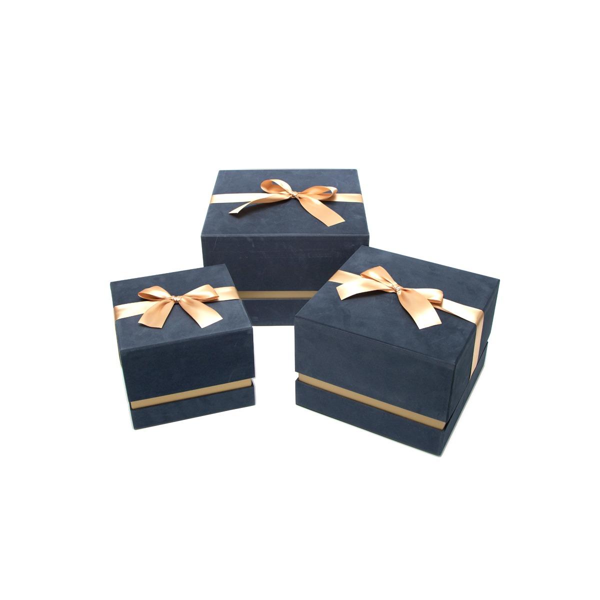 Scatola Cartone Velluto Blu cm.20x20xh17 | Silani