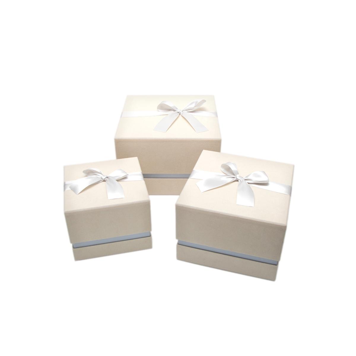 Scatola Cartone Velluto Beige cm.20x20xh17 | Silani