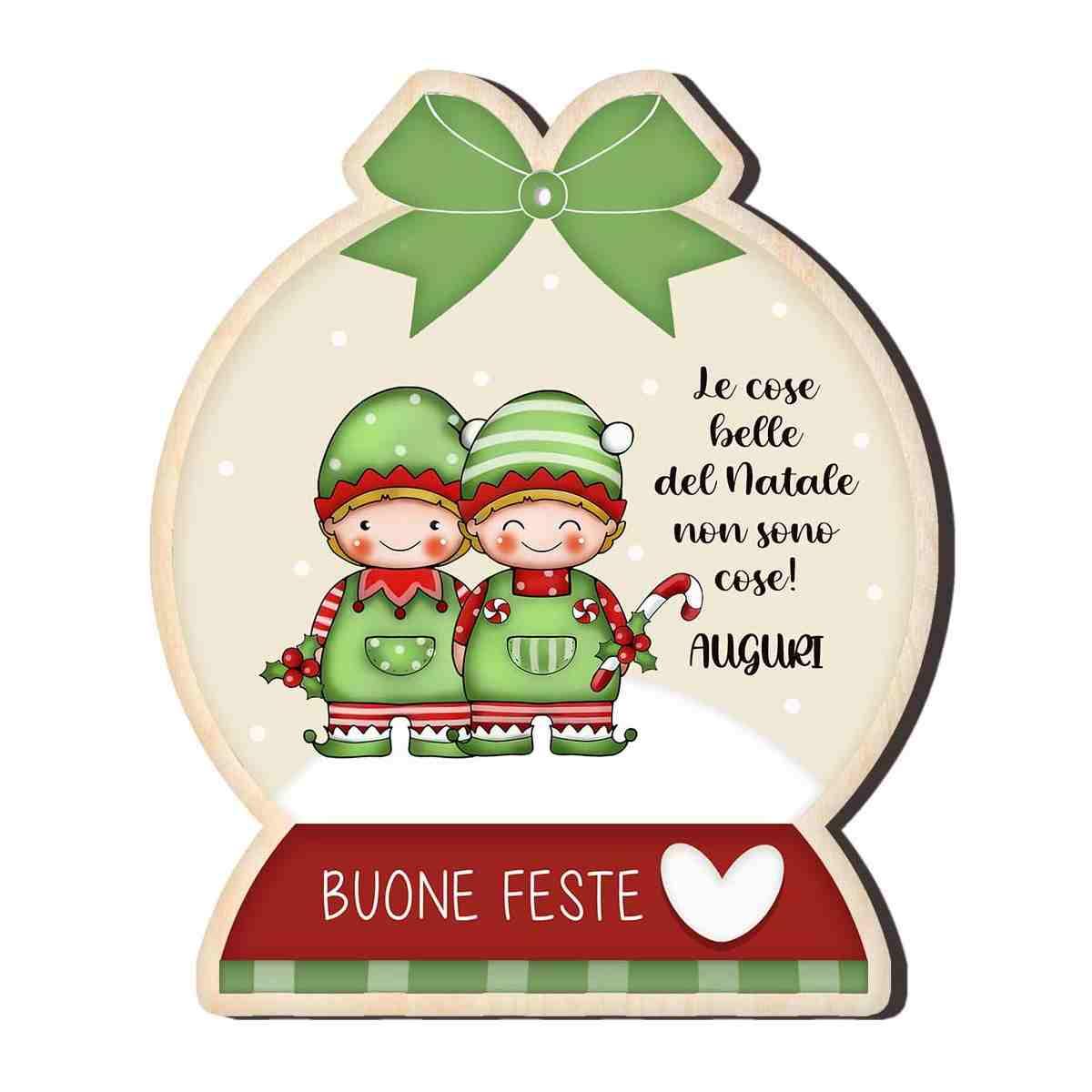 Calamita Natalizia Legno Elfi cm.7,5x9 |Angolo Idee