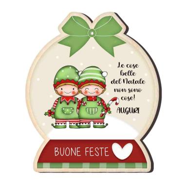 Calamita Natalizia Legno Elfi cm.7,5x9 |Angolo Idee