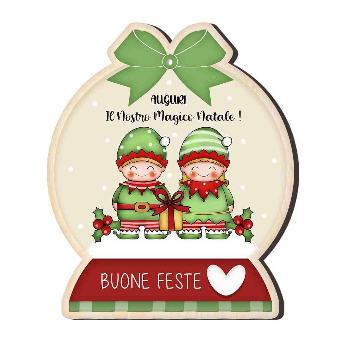 Calamita Natalizia Legno Elfi cm.7,5x9 |Angolo Idee