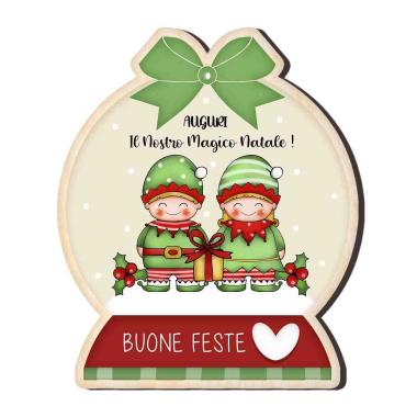 Calamita Natalizia Legno Elfi cm.7,5x9 |Angolo Idee