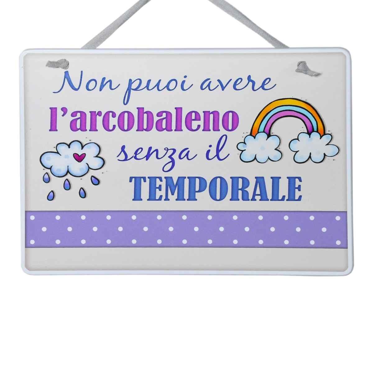 Targa Natalizia Legno Rettangolare con Frase cm.17x12 |Angolo Idee