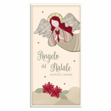 Targa Natalizia Legno Rettangolare Angelo Natale cm.18x36 |Angolo Idee