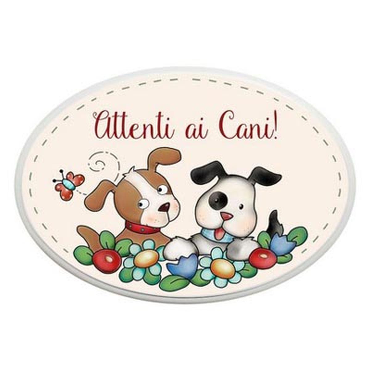 Fuoriporta Targa Legno Ovale Cani cm.20 |Angolo Idee