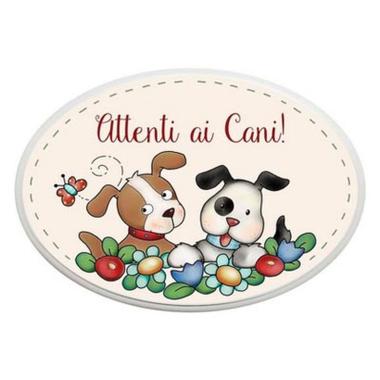 Fuoriporta Targa Legno Ovale Cani cm.20 |Angolo Idee