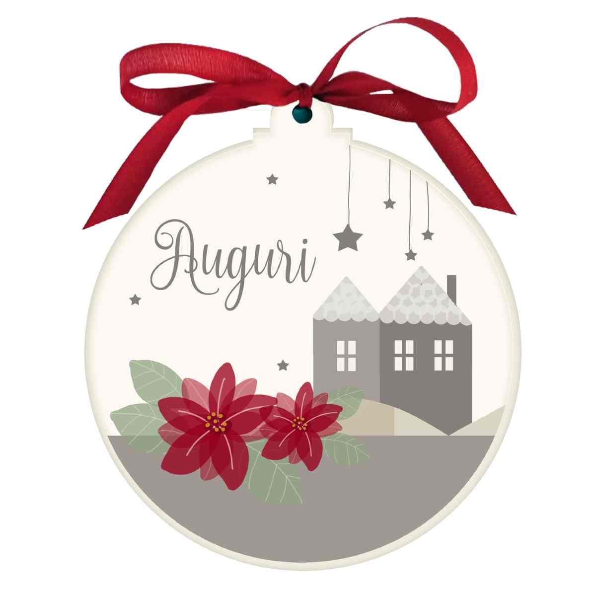 Pallina Natale Legno con Dedica Auguri cm.10,5x1,2 |Angolo Idee