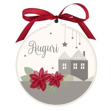 Pallina Natale Legno con Dedica Auguri cm.10,5x1,2 |Angolo Idee