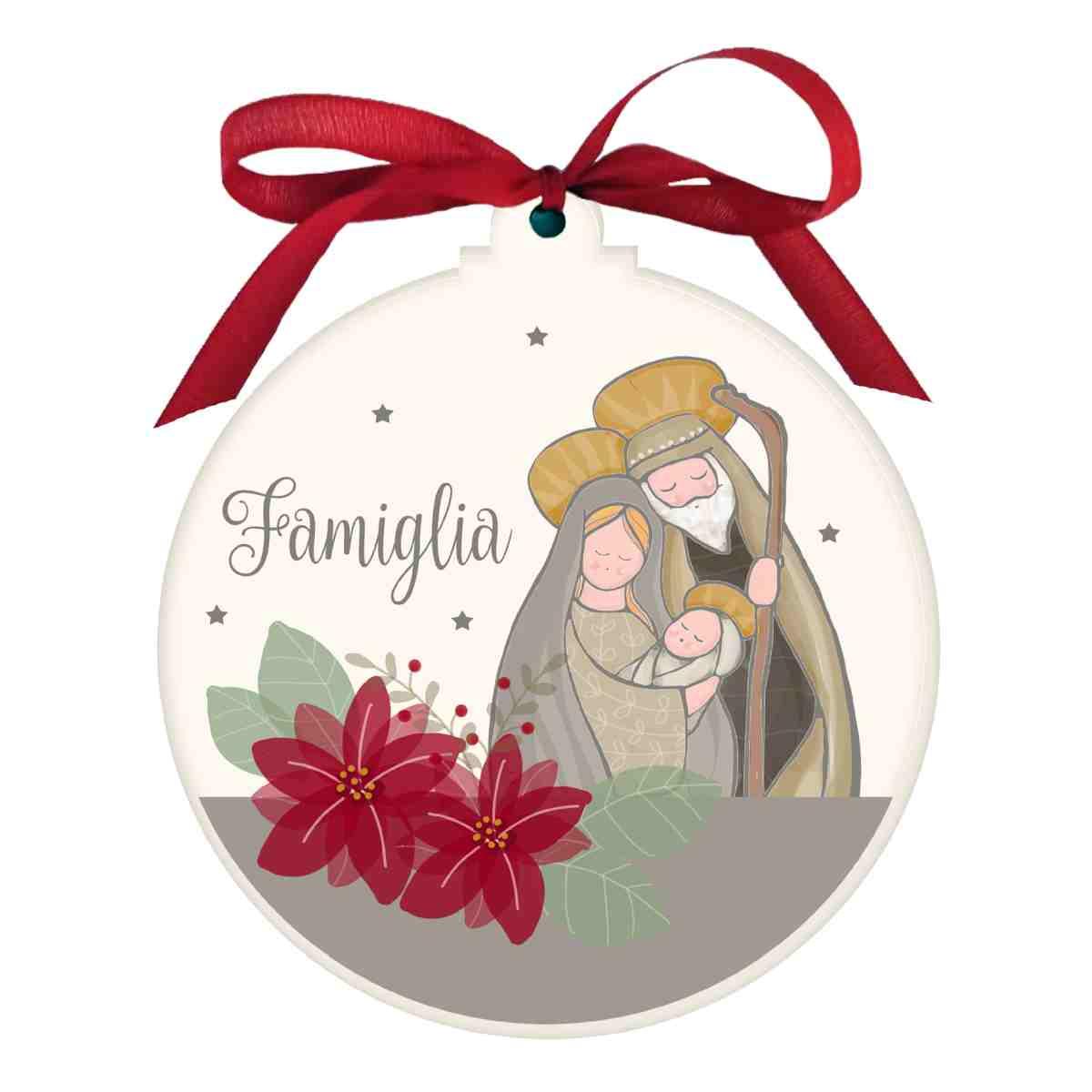 Pallina Natale Legno con Nativit cm.10,5x1,2 |Angolo Idee