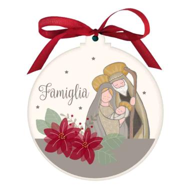 Pallina Natale Legno con Nativit cm.10,5x1,2 |Angolo Idee