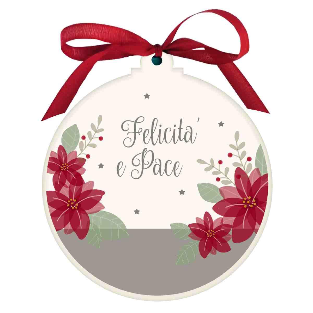 Pallina Natale Legno con Scritta Felicit cm.10,5x1,2 |Angolo Idee