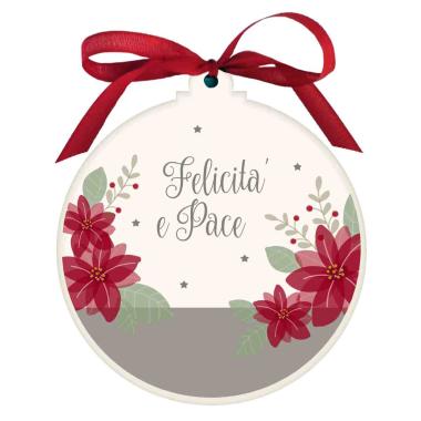 Pallina Natale Legno con Scritta Felicit cm.10,5x1,2 |Angolo Idee
