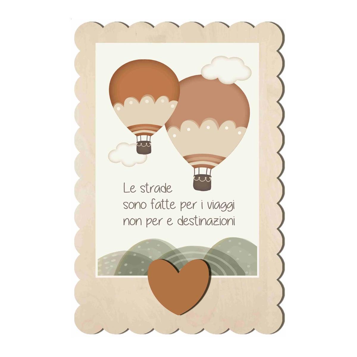 Targa Natalizia Legno Rettangolare con Frase cm.16x24 |Angolo Idee