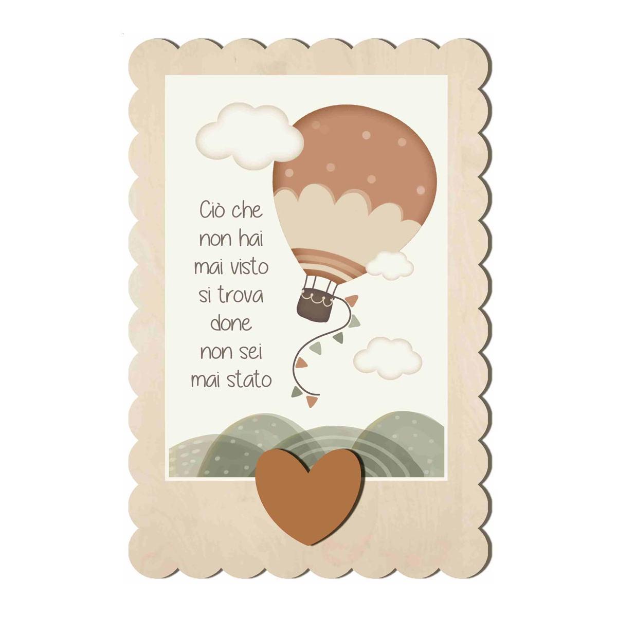 Targa Natalizia Legno Rettangolare con Frase cm.16x24 |Angolo Idee