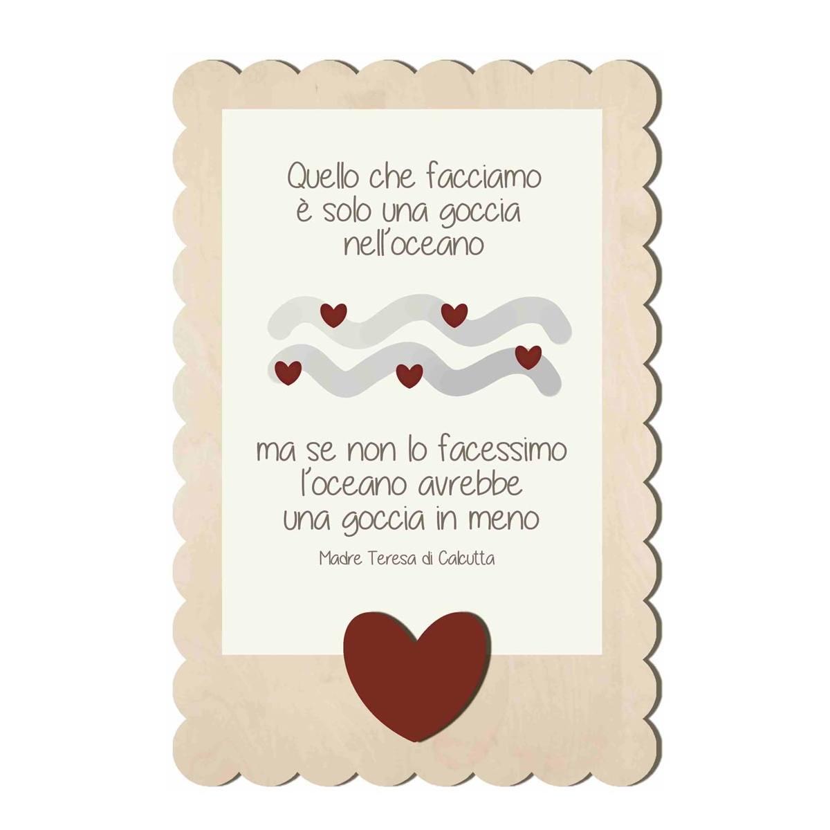 Targa Natalizia Legno Rettangolare con Frase cm.16x24 |Angolo Idee