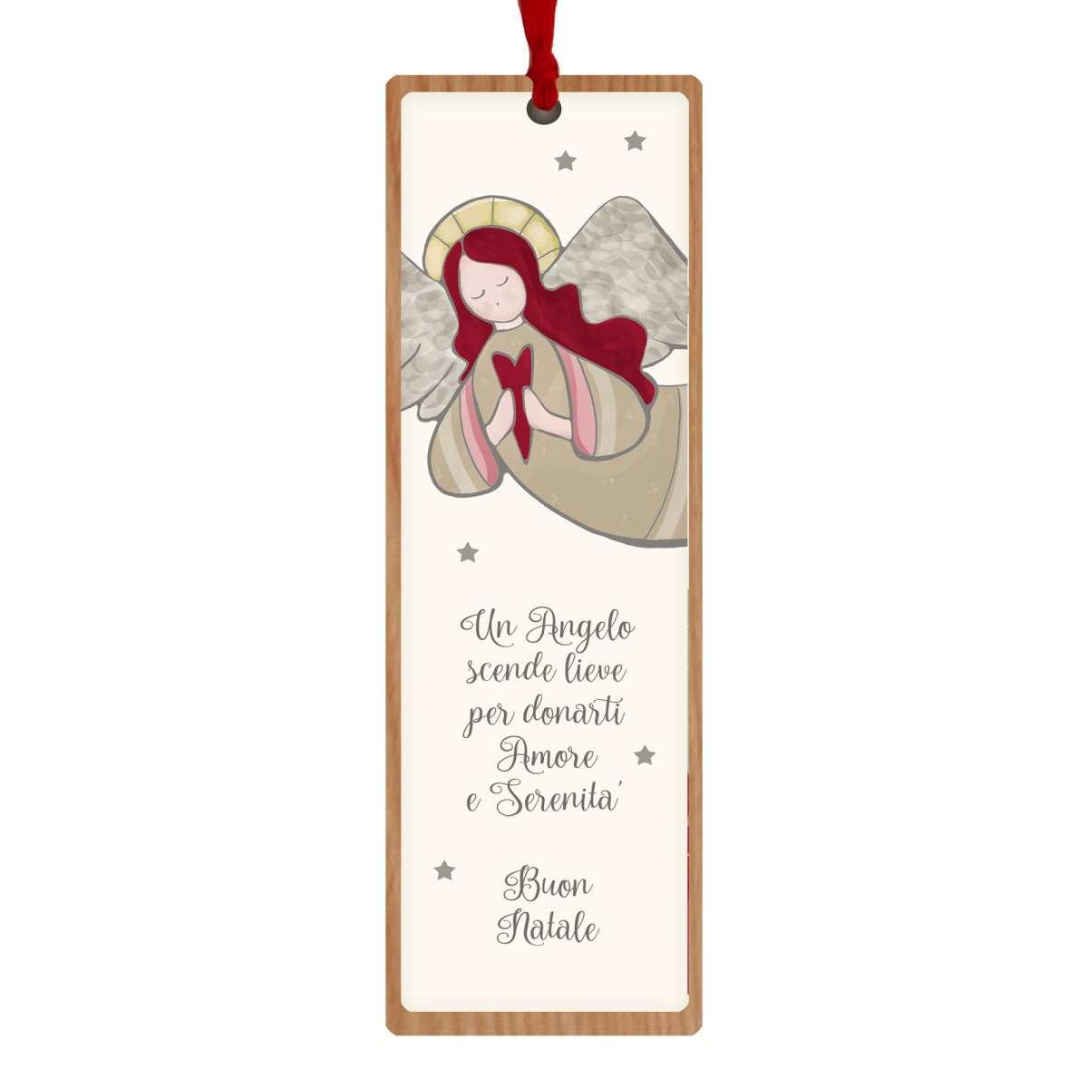 Segnalibro Legno con Angelo e Dedica cm.6x18 |Angolo Idee