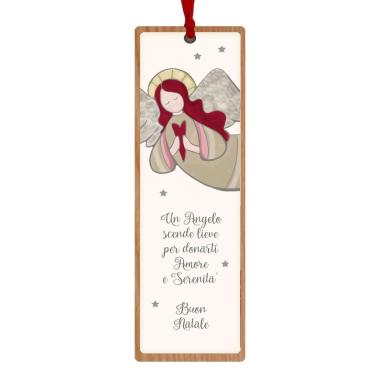 Segnalibro Legno con Angelo e Dedica cm.6x18 |Angolo Idee