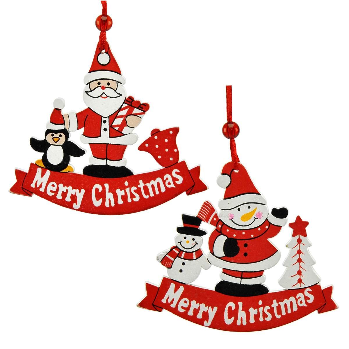 Decorazione Natalizia Babbo Natale Pupazzo Legno pz.2 |M2 Store