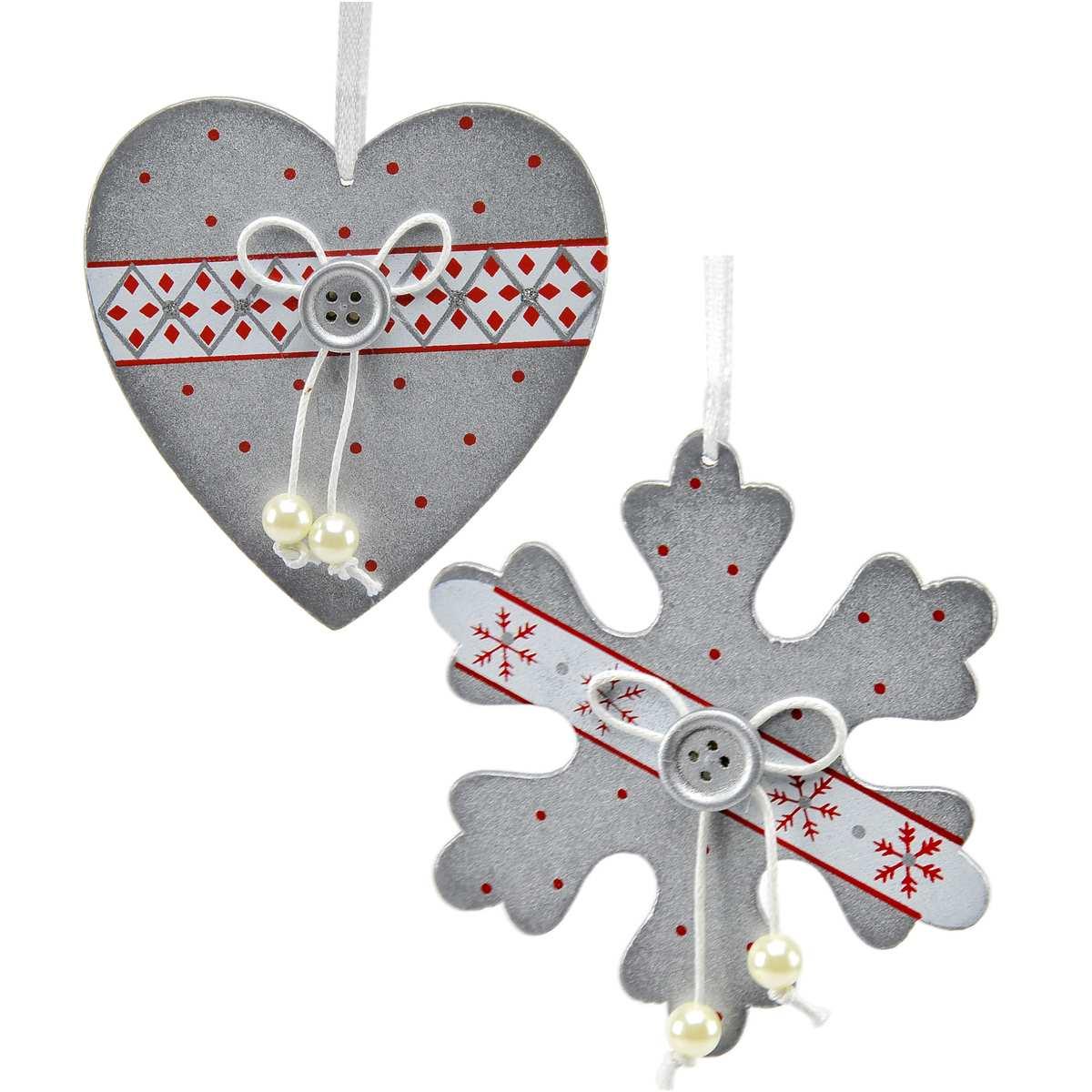 Decorazione Natalizia Soggetti Legno Argento pz.2 |M2 Store