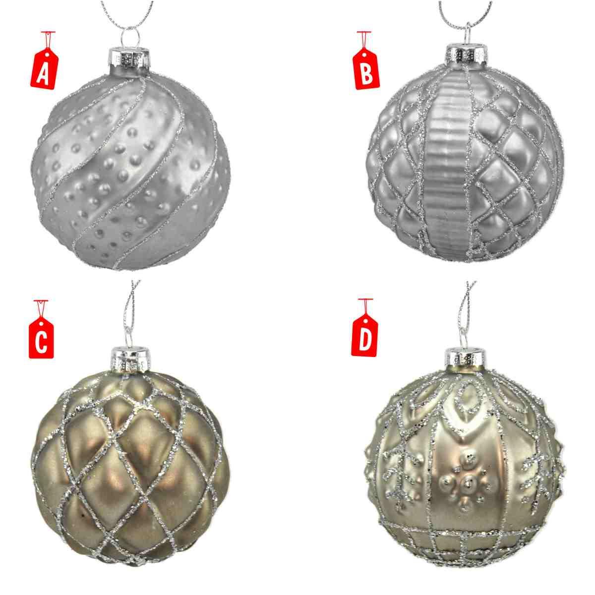 Pallina Natale Vetro cm.8 Grigio Ottone 4 Modelli |Universl