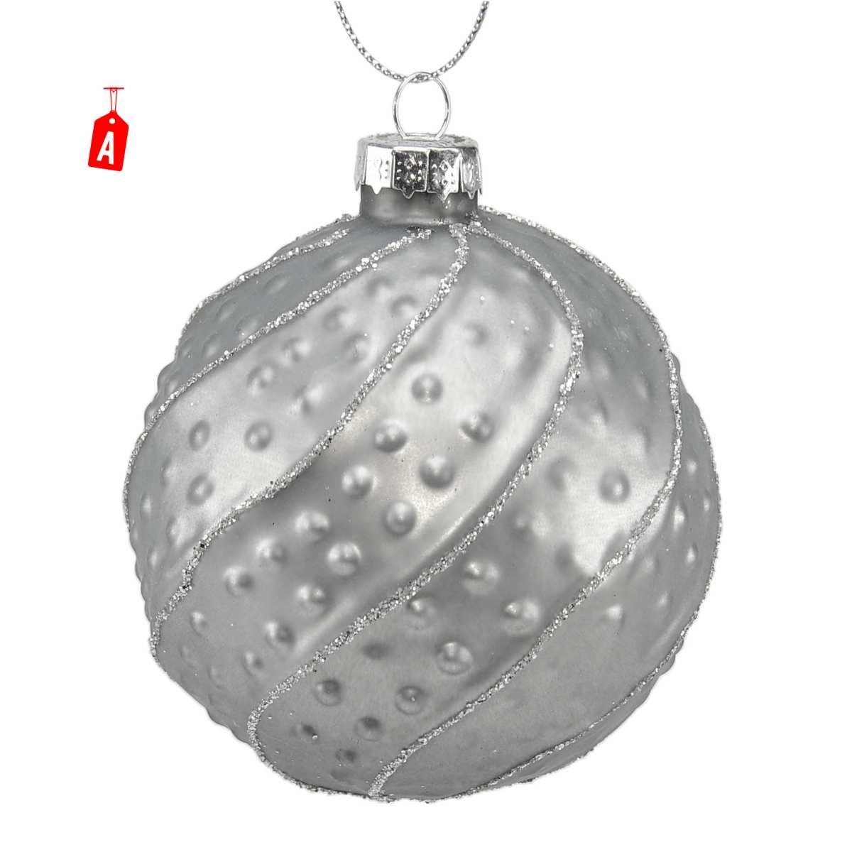 Pallina Natale Vetro cm.8 Grigio Ottone 4 Modelli |Universl