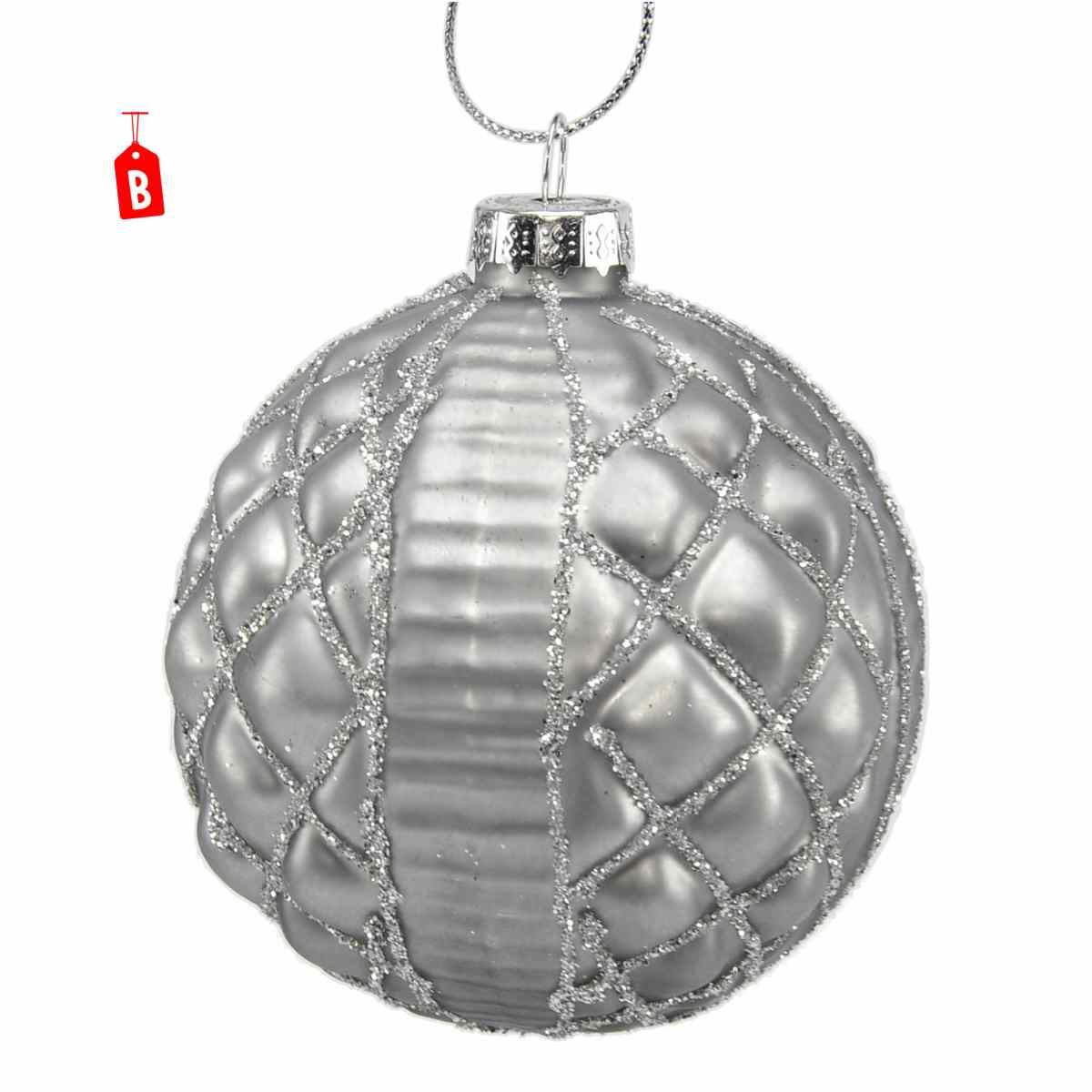Pallina Natale Vetro cm.8 Grigio Ottone 4 Modelli |Universl